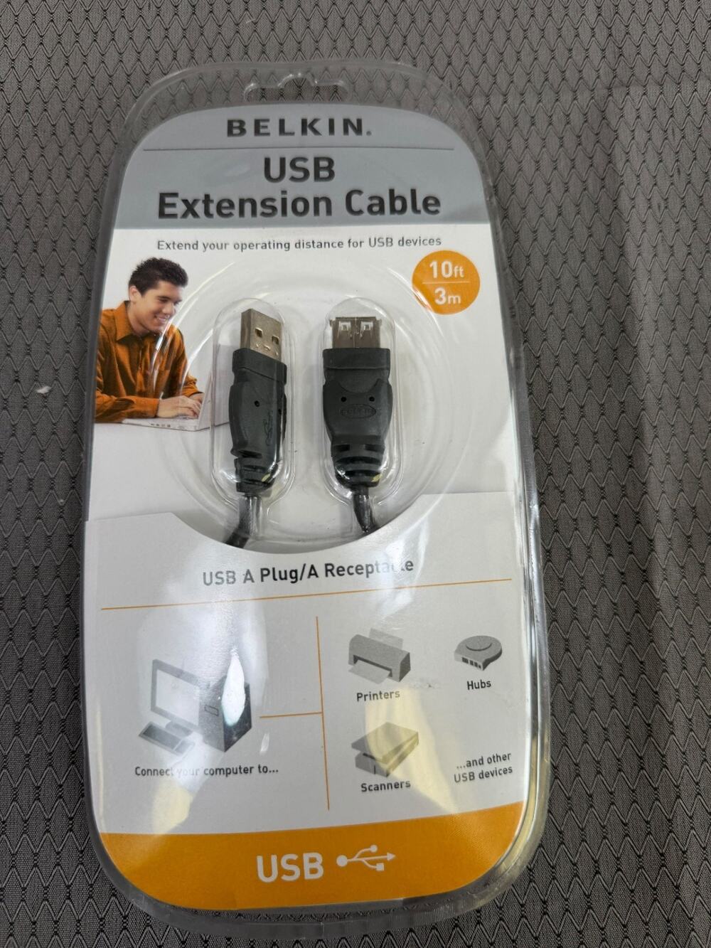Belkin F3U134v10 USB EXTENSION CABLE 10ft / 3m A Plug Sealed NEW